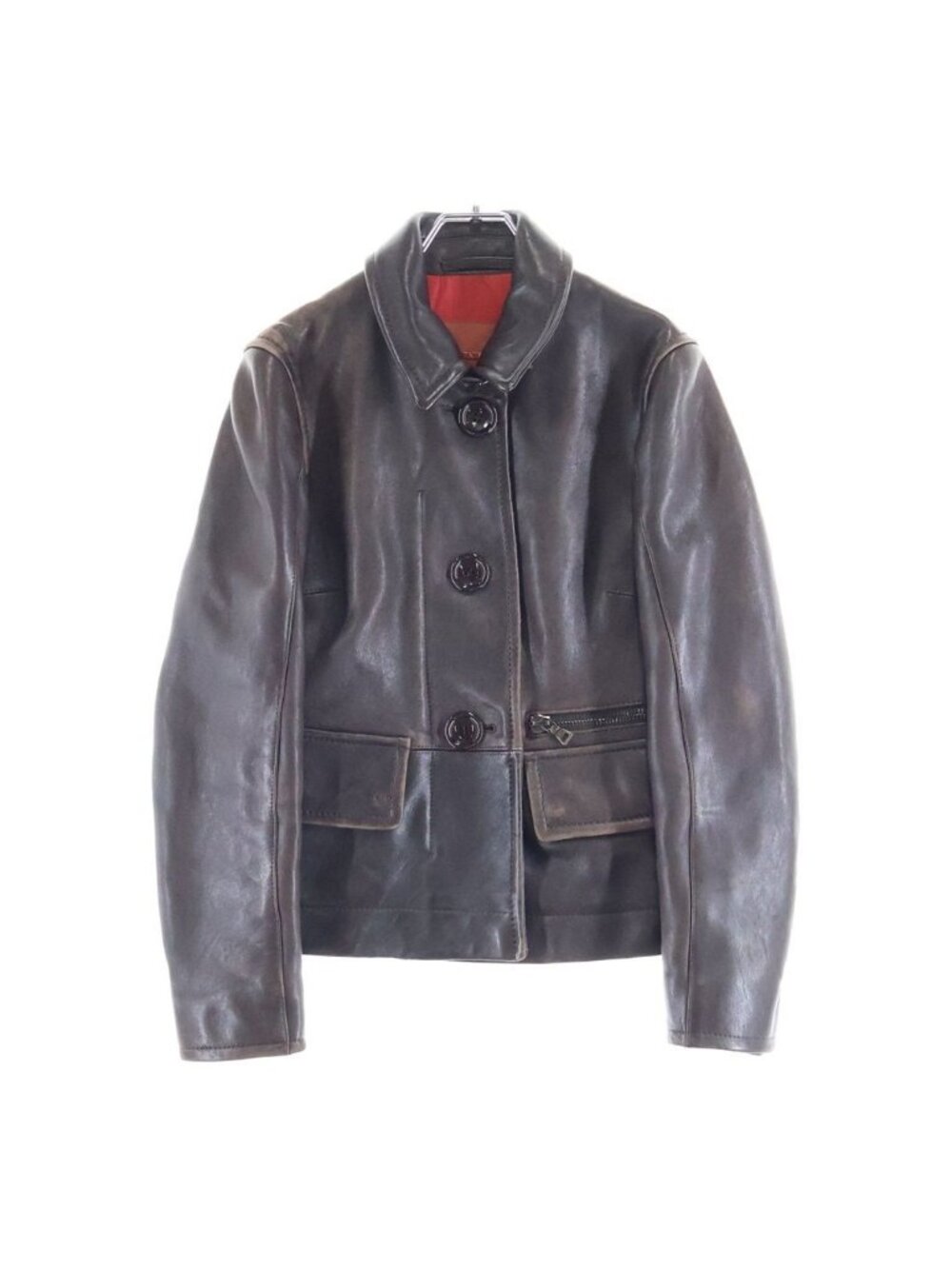Prada Sport Leather Jacket Lining Nylon Brown